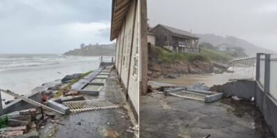 Meteotsunami atinge Laguna e arrasta redes, equipamentos e embarcações
