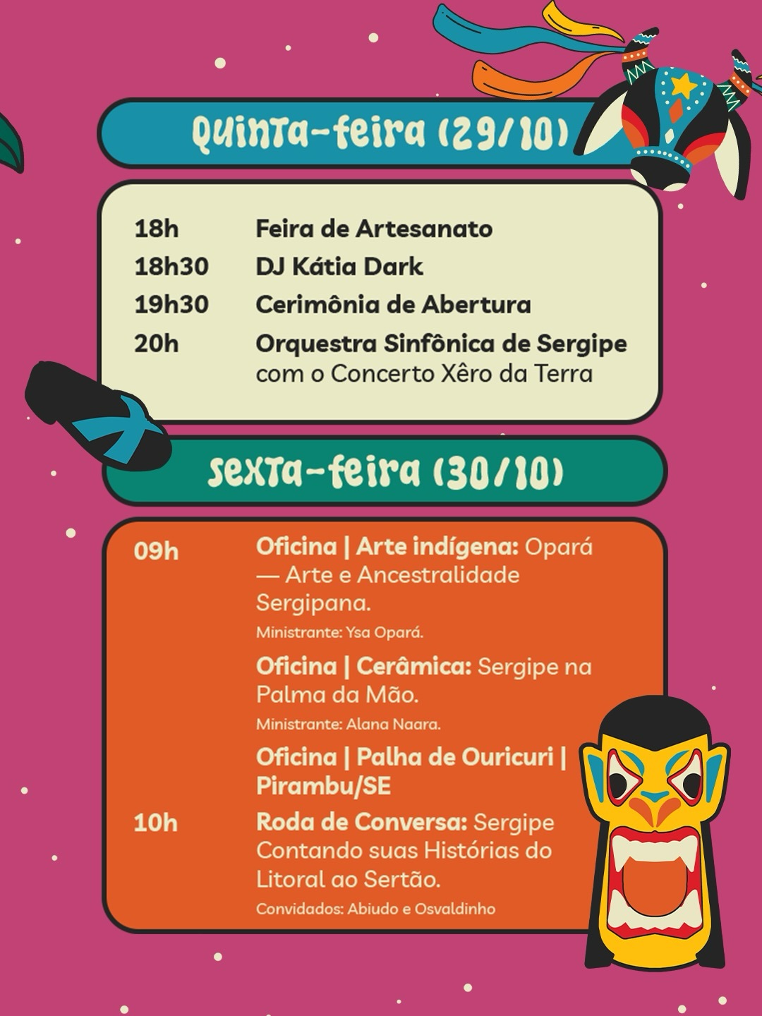 Programação oficial do Festival Sergipanidade. Arte: Funcap/Divulgação.