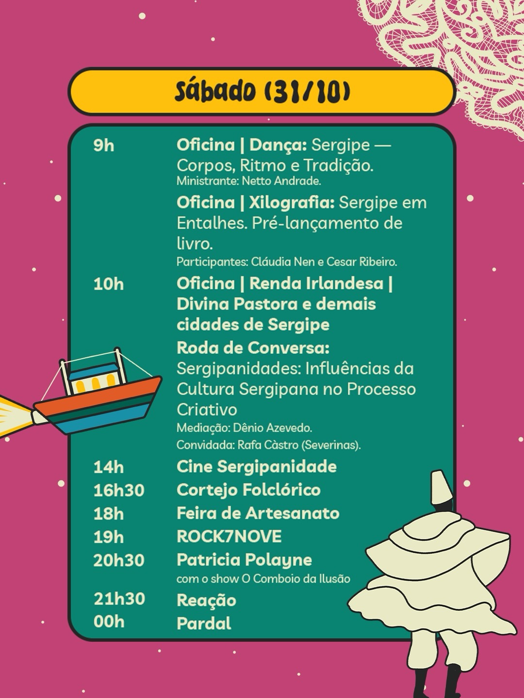 Programação oficial do Festival Sergipanidade. Arte: Funcap/Divulgação.